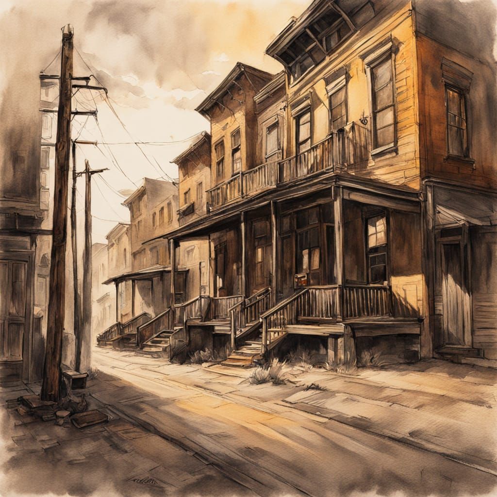 Old West Town in Ethereal Gouache Style