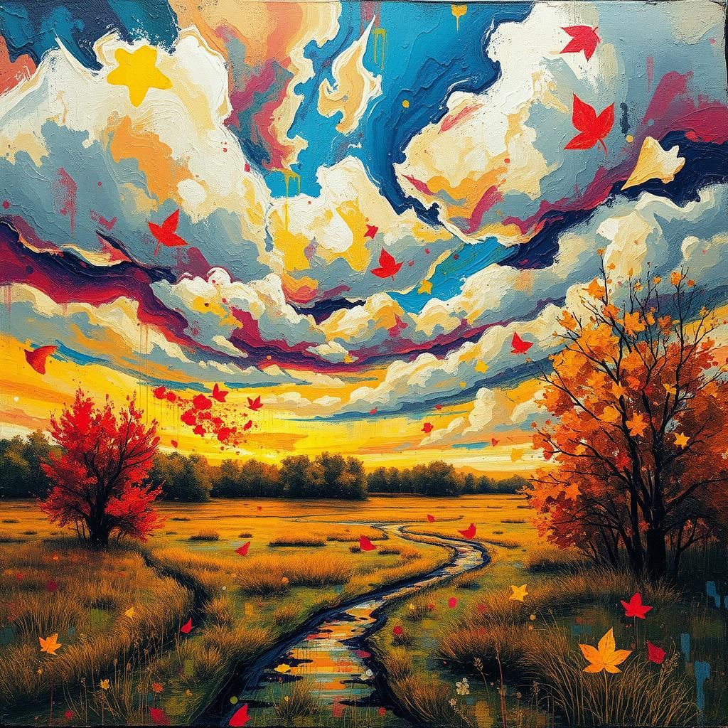 Crying Sky: Graffiti Art in Autumn Landscape