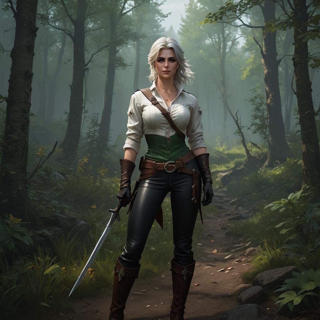 Ciri Witcher Portrait in Hyperdetailed Style