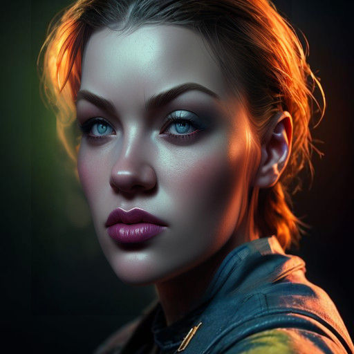 Ethereal Woman in Vibrant Attire, Rendered in Hyperrealistic...