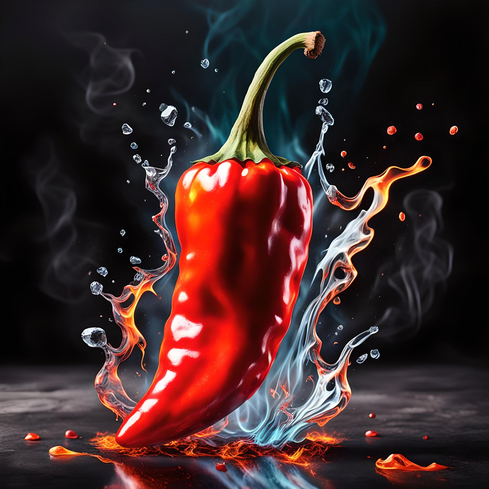 Fiery Red Chili Pepper Graffiti Art