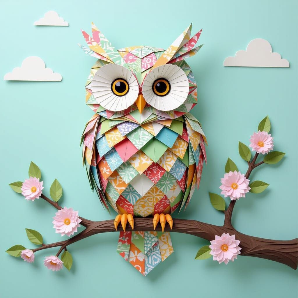 Origami Owl in Mixed Media Style