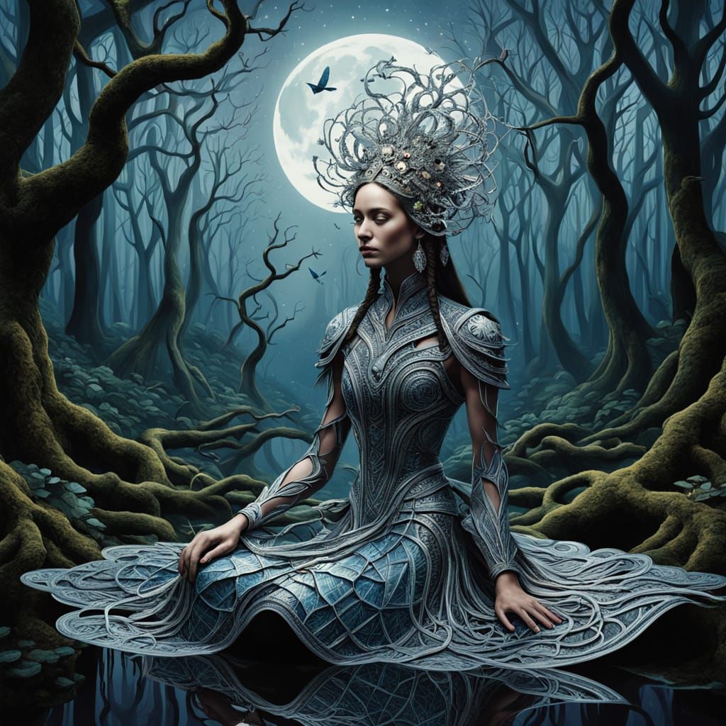 Mystical Forest Woman in Bio Art Style