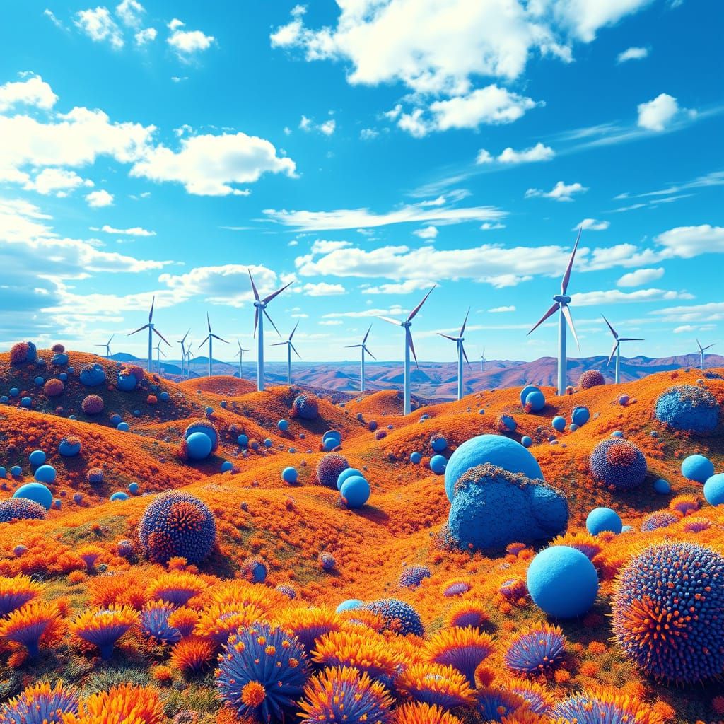 Frutiger Aero Landscape with Glitchy Sky