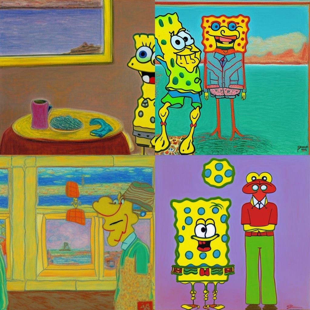 SpongeBob and Patrick as a Bonnard-Inspired Painting
