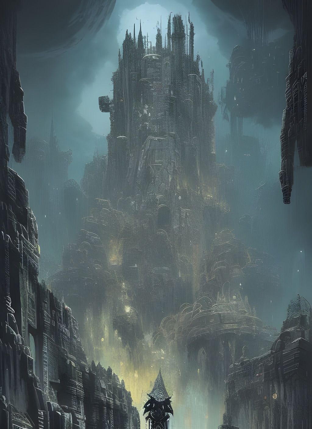 Towering Black Castle in Arid Wasteland