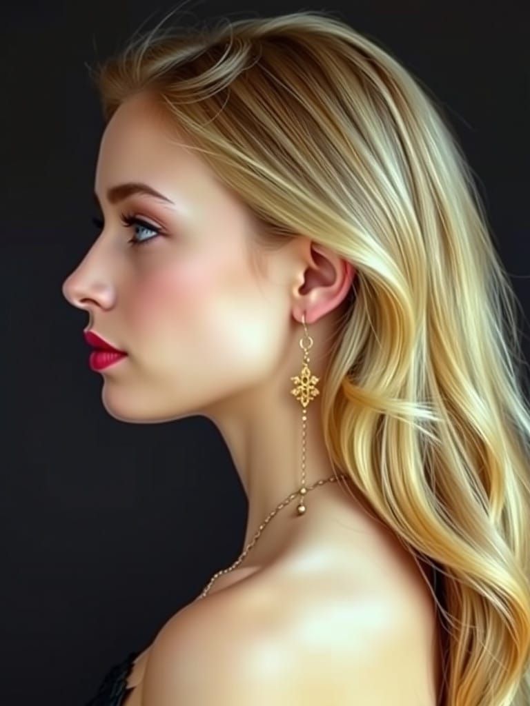 Elegant Young Woman in Golden Elegance
