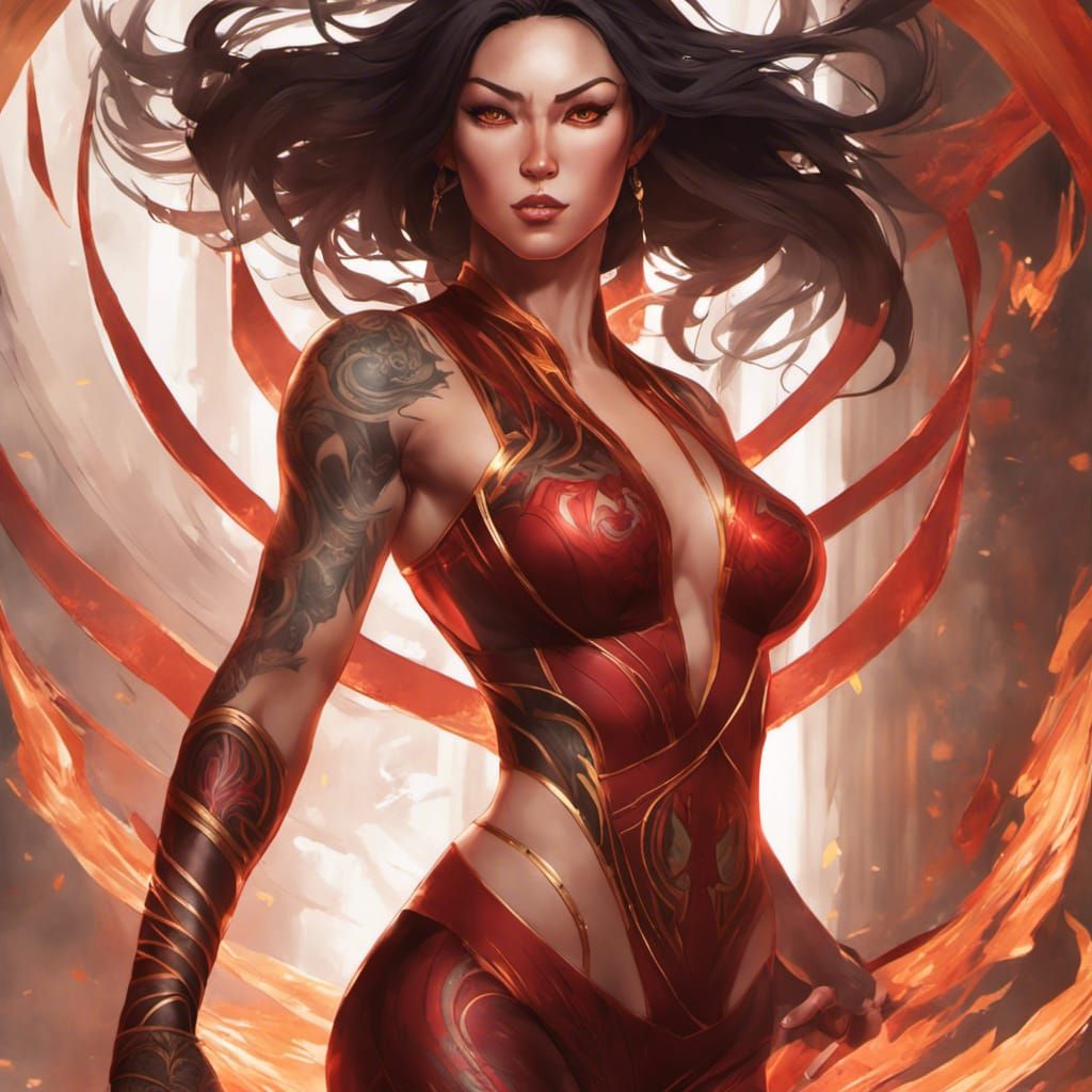 Detailed Render of a Tattooed Woman in Bodysuit