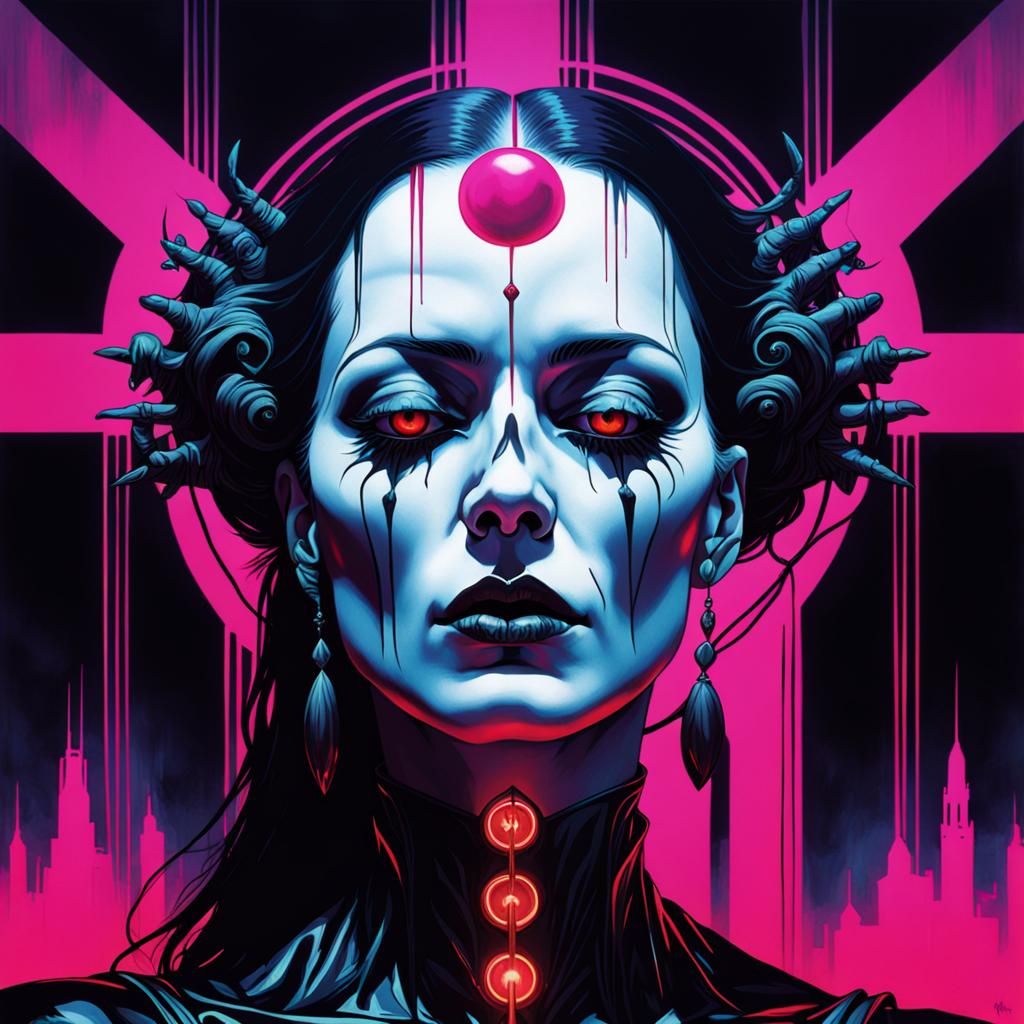 Black Metal Synthwave Horror in Bauhaus Gothic Art