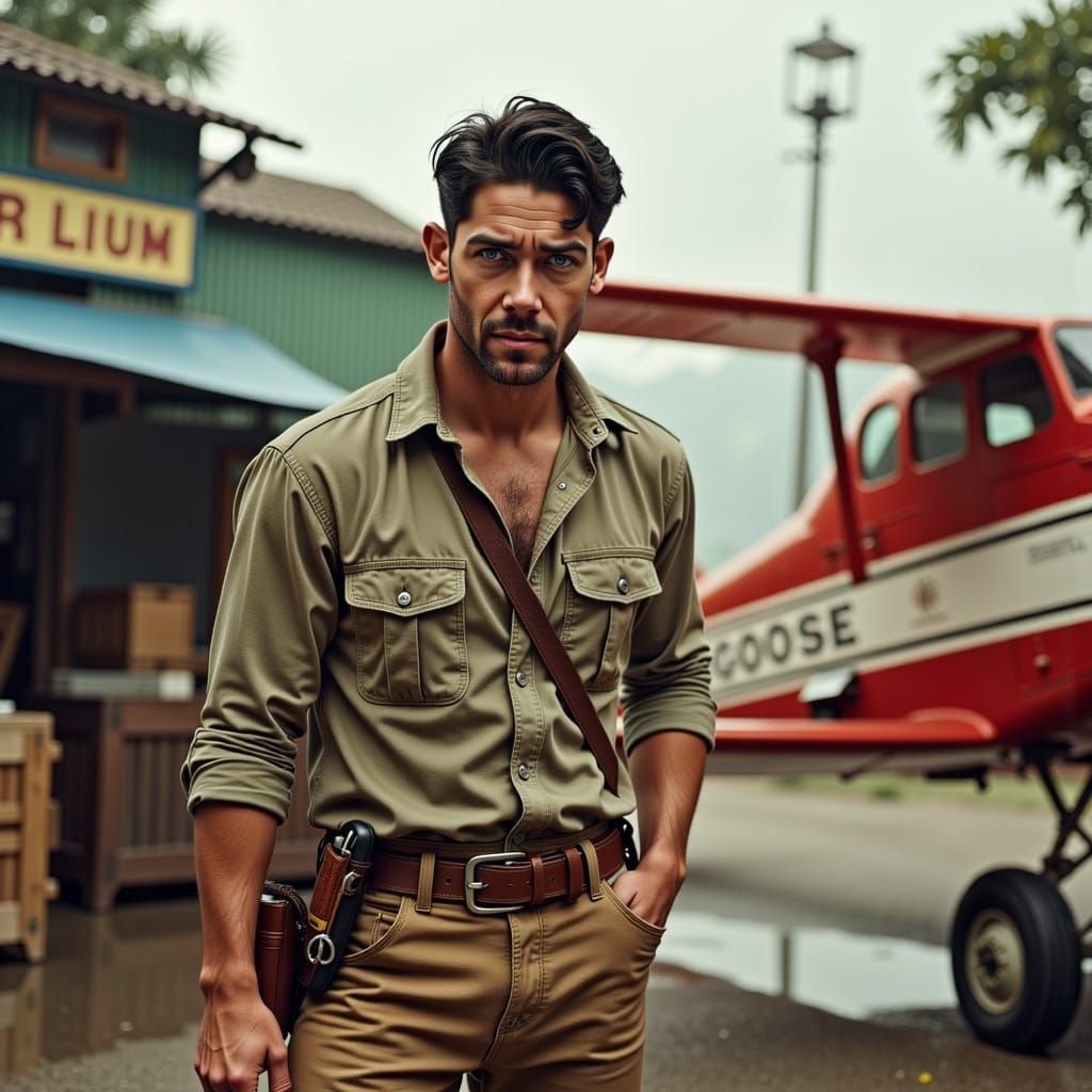 Jungle Adventurer at Singapore Dock in Pulp Style