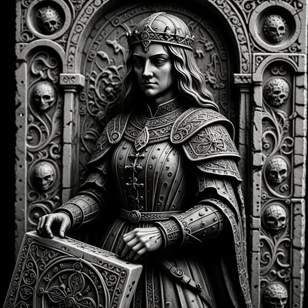 Medieval Domino Figure in Black and White