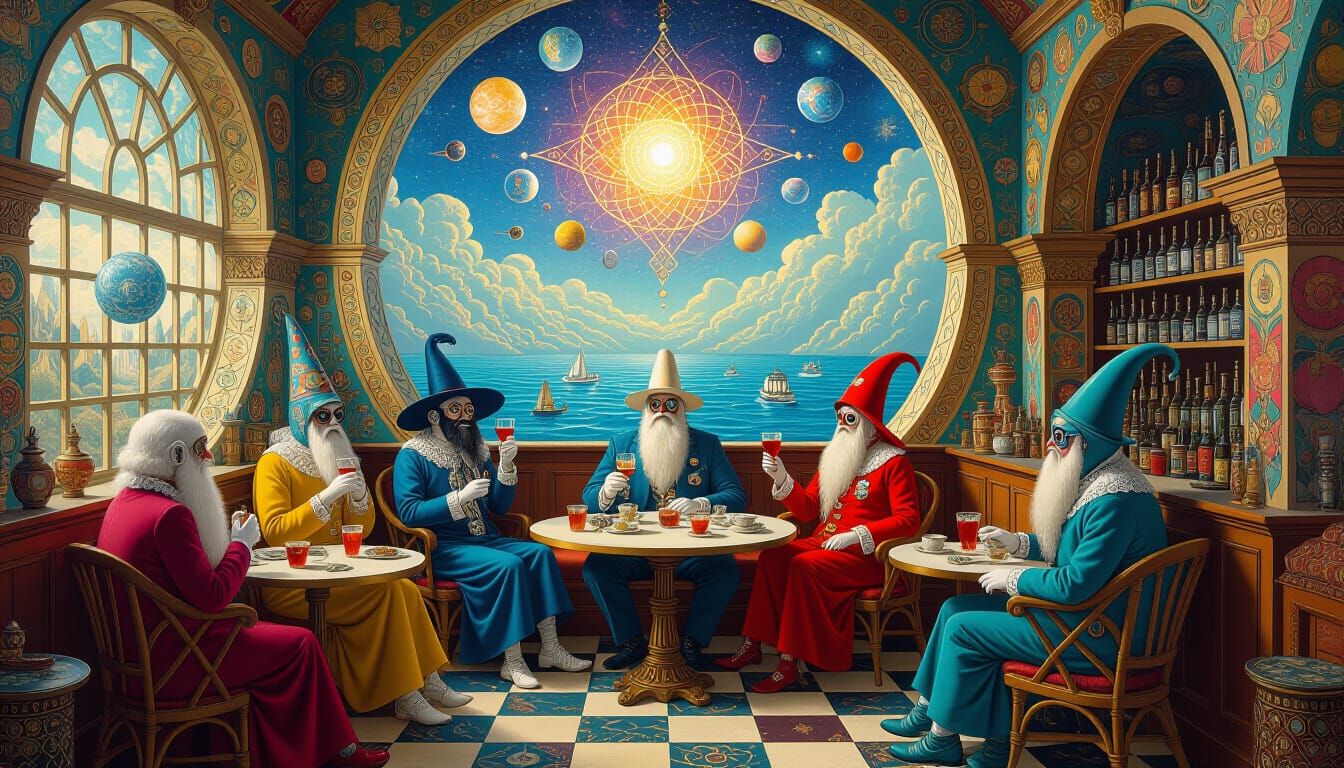 Psychedelic Utopia: A Galaxy Cafe in Bosch Style