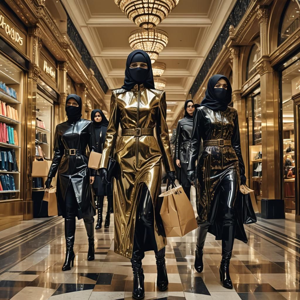 Futuristic Muslim Women Shop at Harrods: Digital Matte Paint...