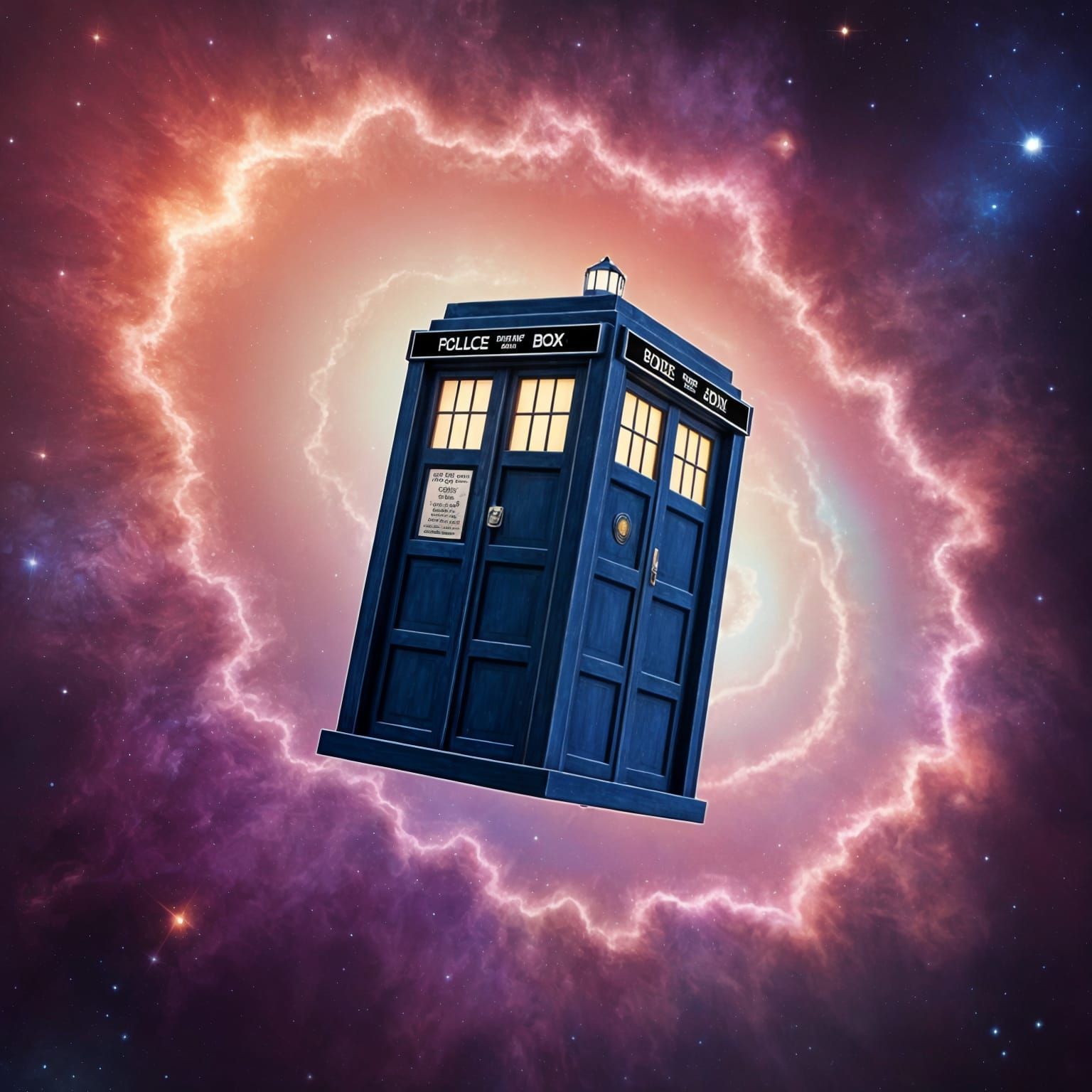 Timeless Blue Time Machine Soars Through Vibrant Cosmic Clou...