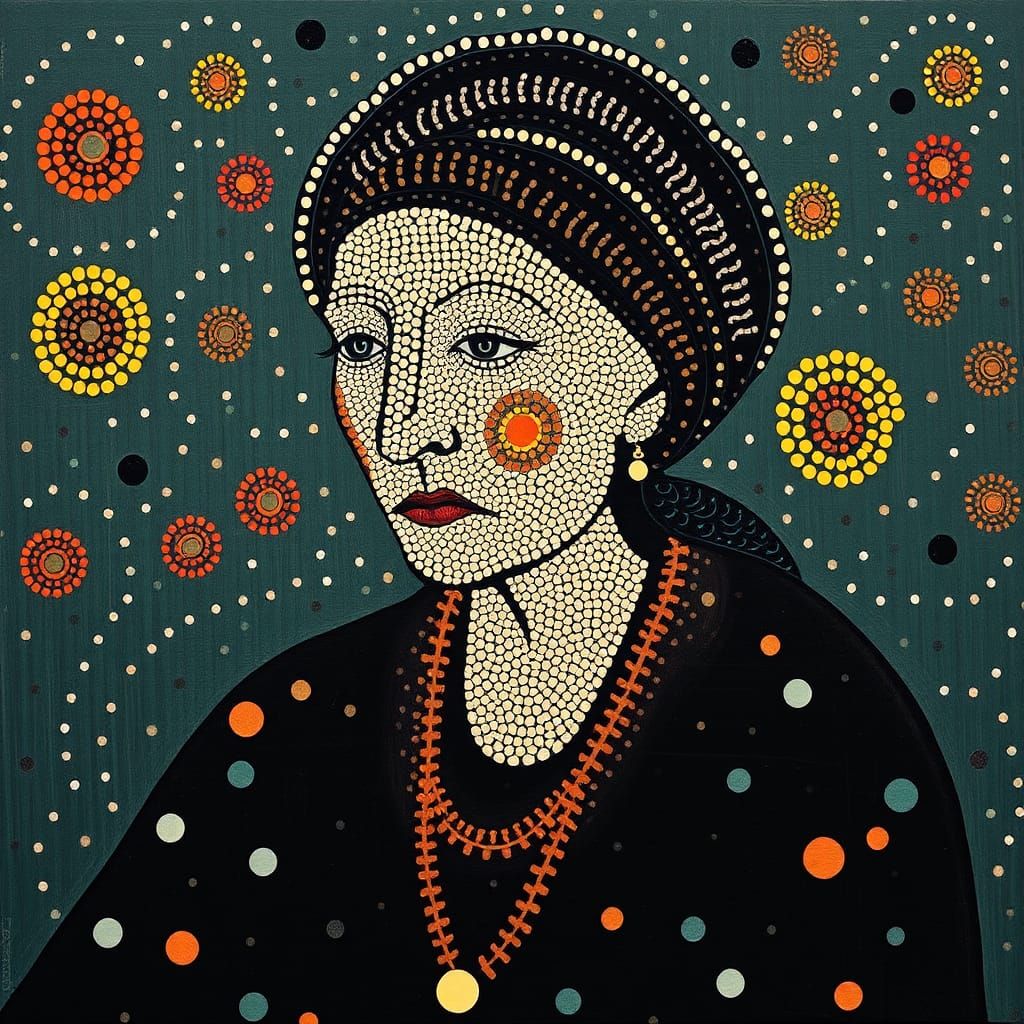 Aboriginal Dot Painting: Whistler's Mother
