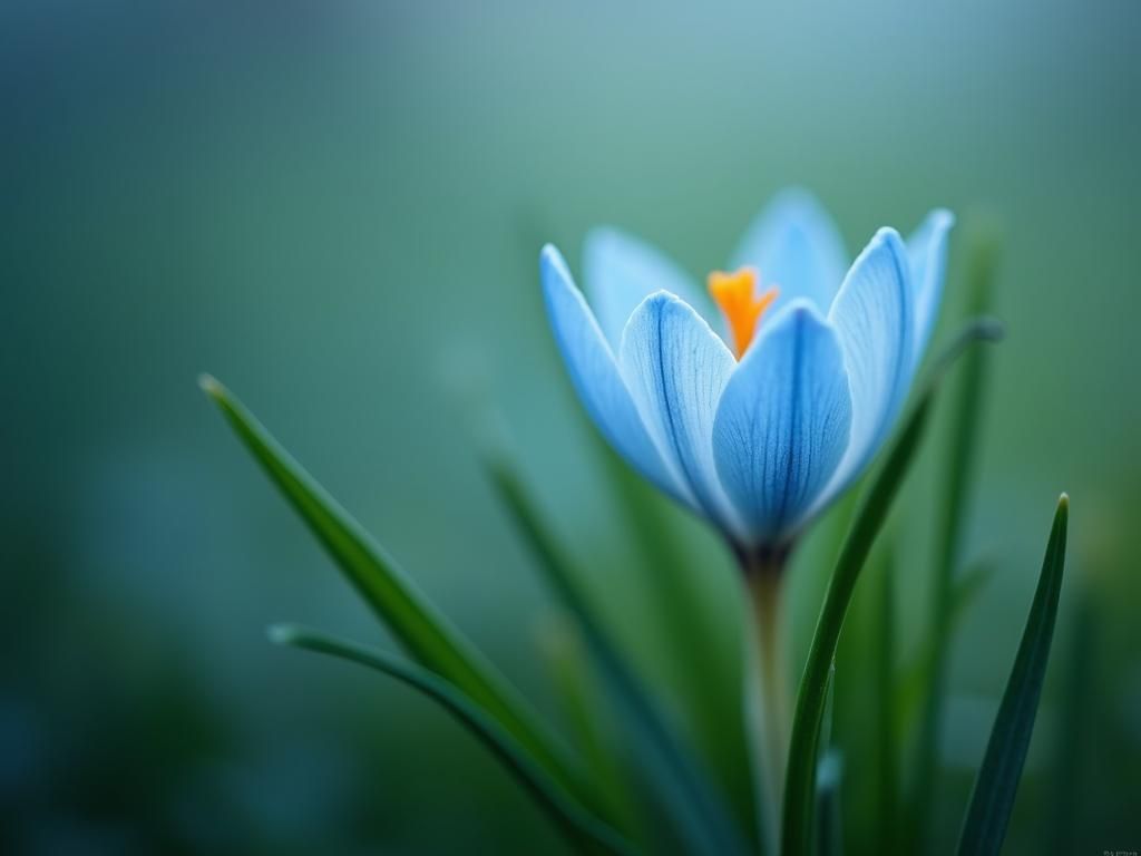 Blue Flower's Delicate Spring Emergence