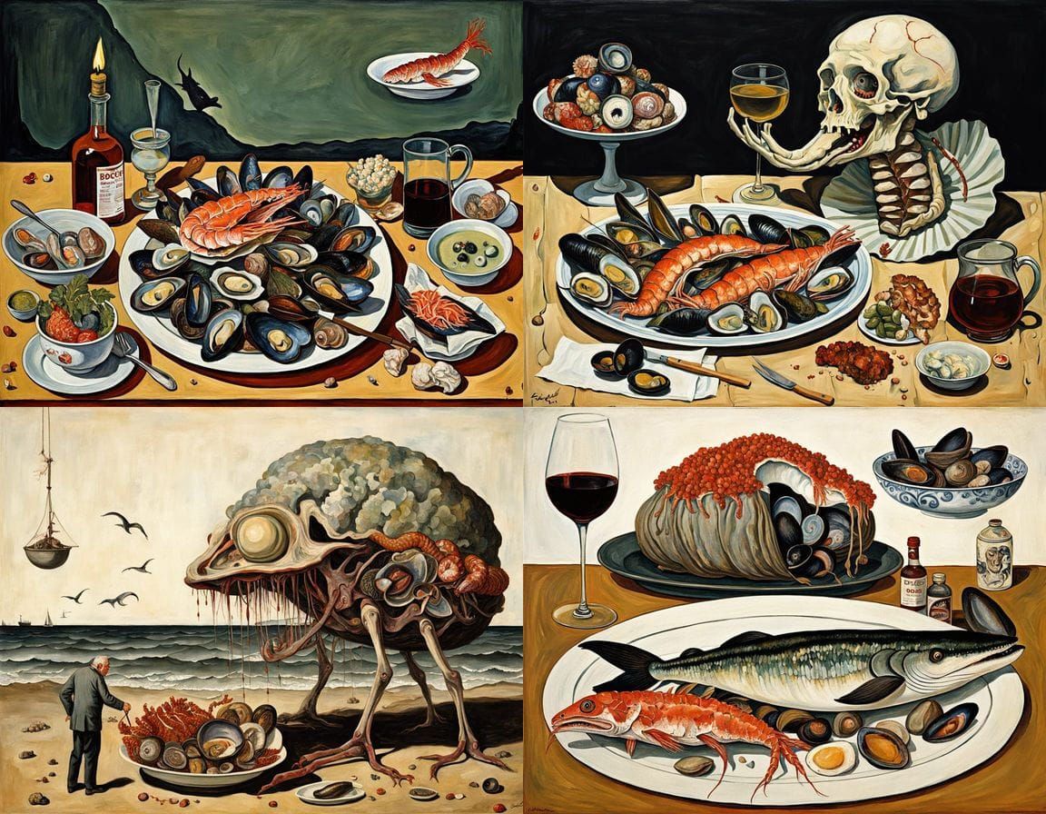 Surreal Ukiyo-e Hybrid Creature in Oil Painting Style