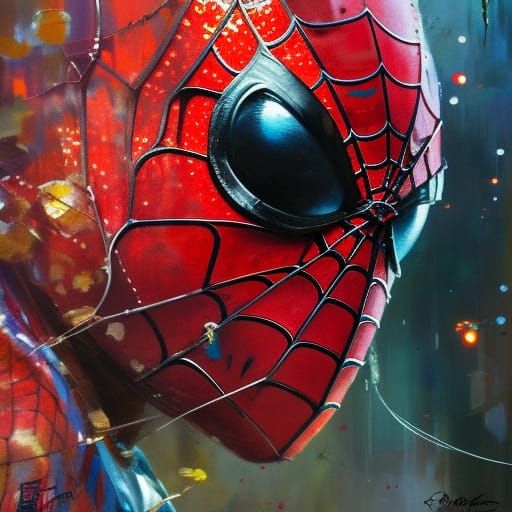 Cartoon Spiderman Portrait with Glowing Eyes
