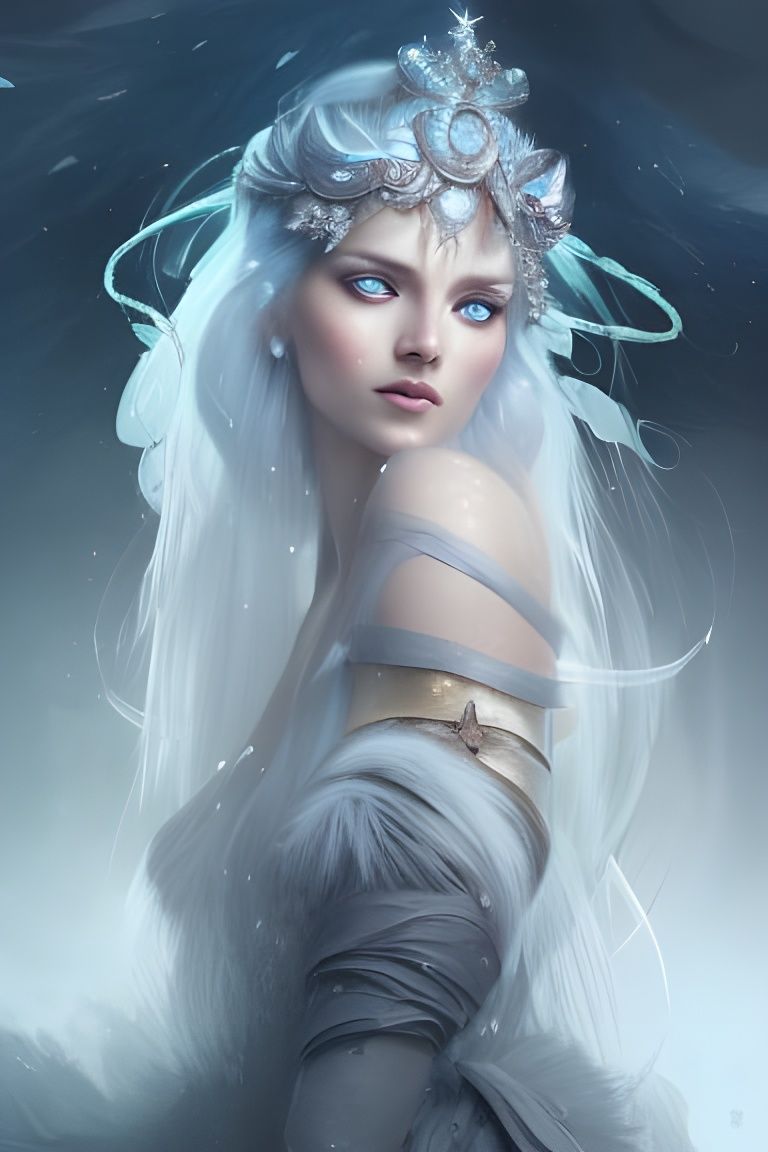 Icy Beauty: Norse Goddess in Art Nouveau Style