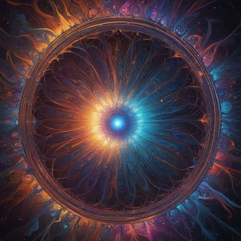 Ethereal Entity Merges with Cosmic Crystal