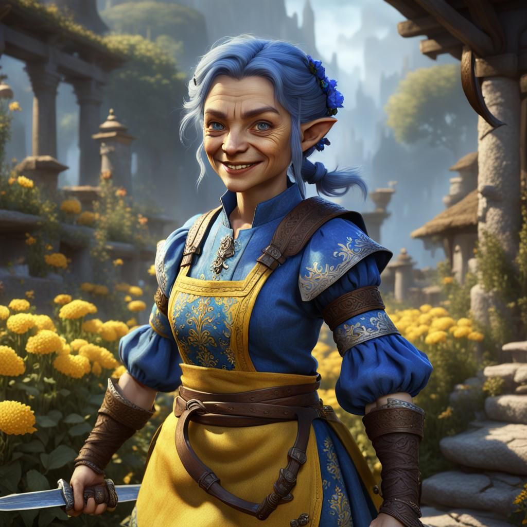 Happy Halfling Adventurer with Swords, Detailed Matte Painti...