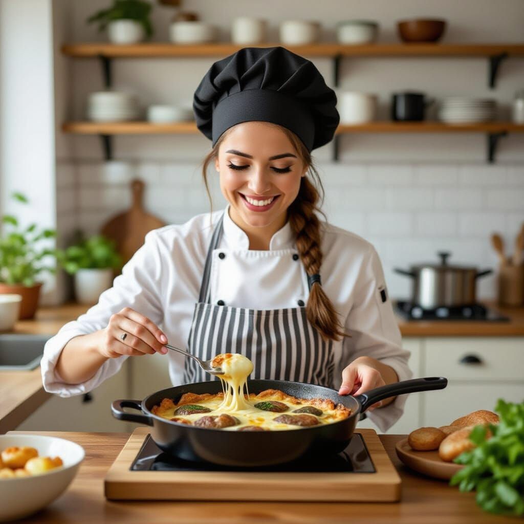 Gourmet Toad in Hole Cooking in Bright Kitchen