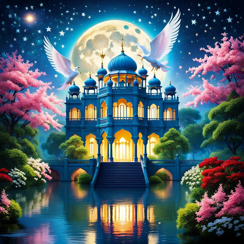 Angelic Palace in the Clouds with River of Heaven