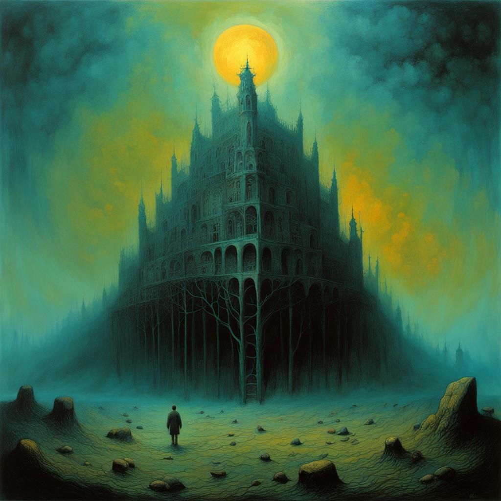 Dystopian Abstract Art in Dark Surrealist Style