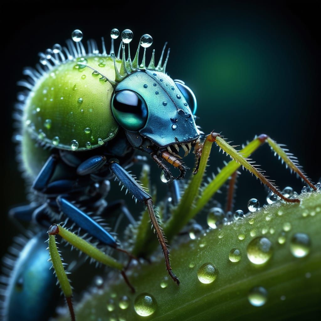 Hyper-Realistic Venus Flytrap with Jeweled Beetle, Ominous G...