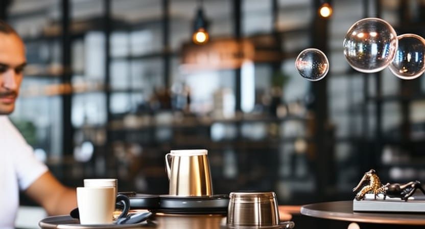 1950s Coffee Shop Scene with Laptop