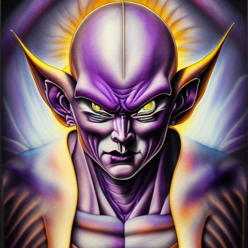 Demon Frieza: Hyperrealistic Shin Hanga Ink Painting
