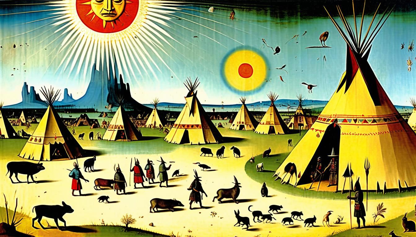 Surreal Native American Chief in Bosch Style