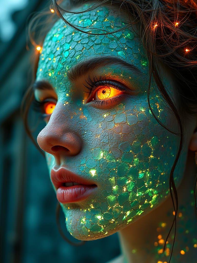 Sea Glass Portrait with Pietra Dura Engravings