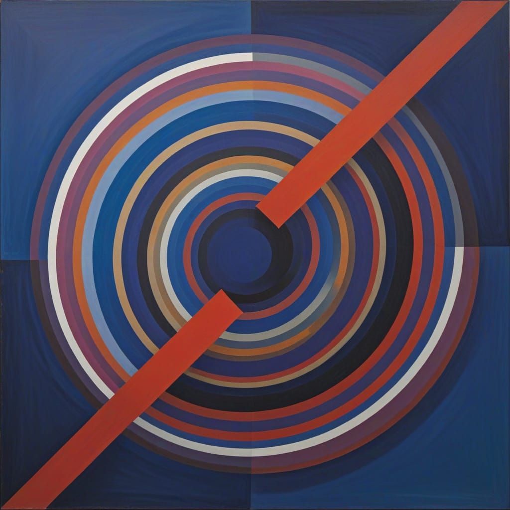 Crimson & Indigo Abstract with Optical Waves