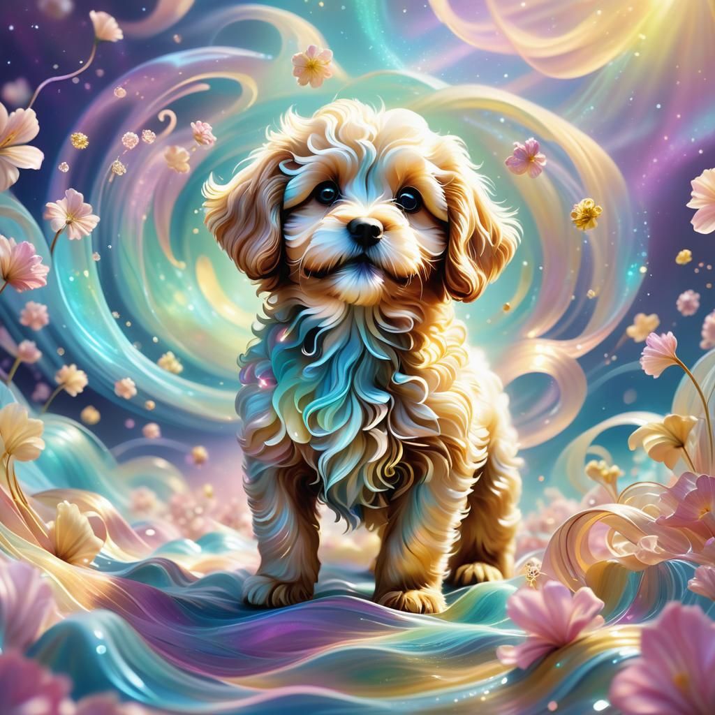 Cavapoodle Gouache Swirls
