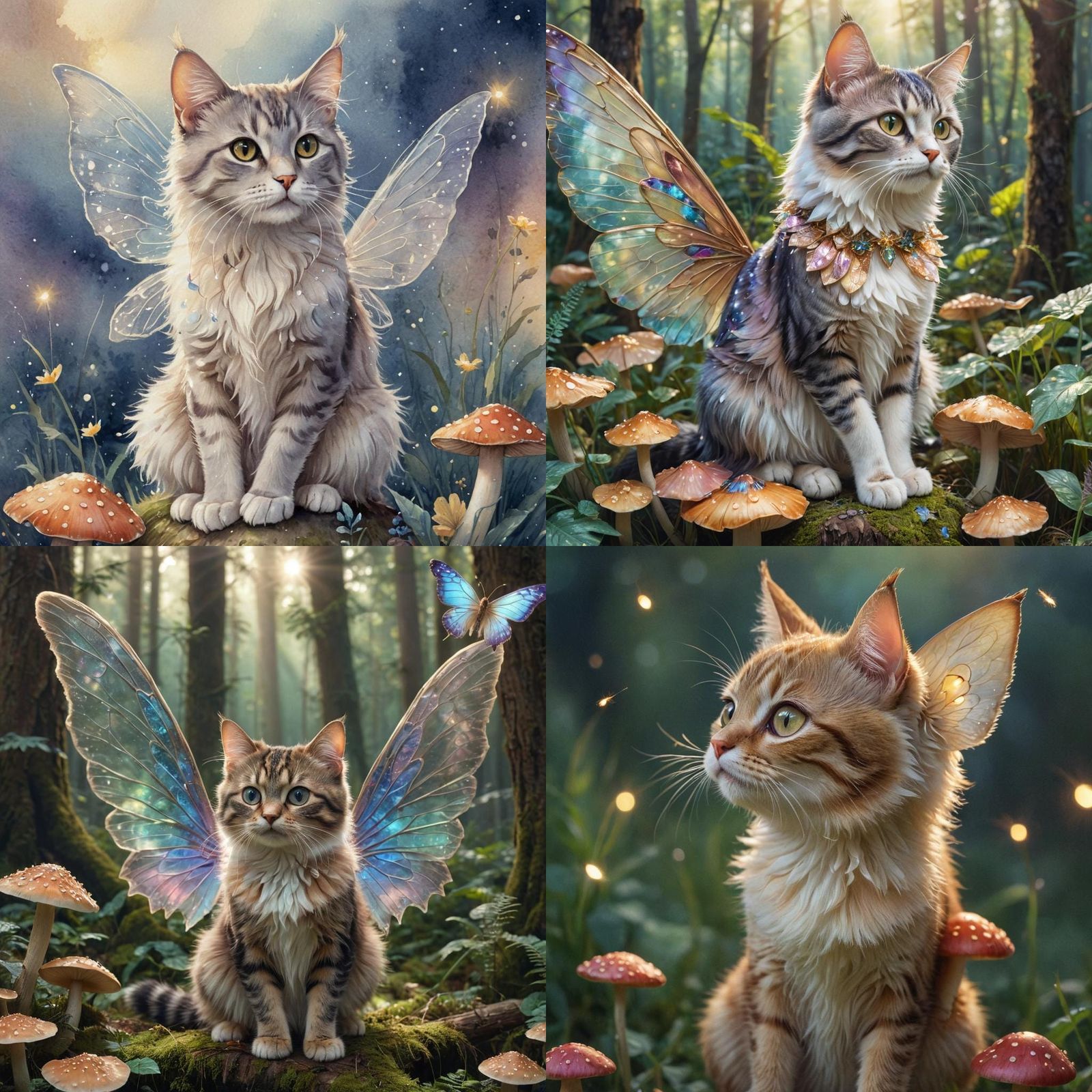 Enchanting Fairy Cat Illustration