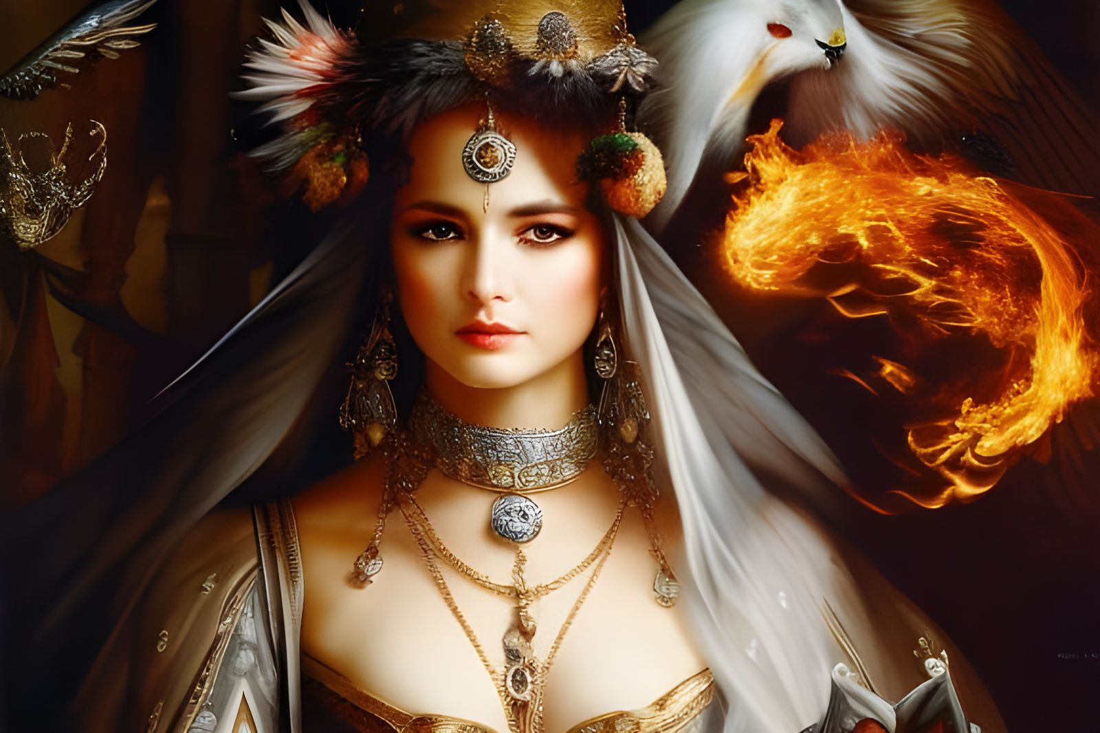 Epic War Mage in Rubens Style Oil Painting