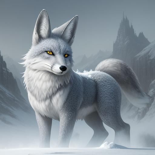 Scarred White Fox Portrait: Digital Fantasy Art