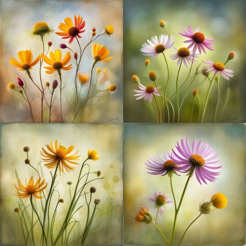 Abstract Wildflowers in Contemporary Expressionist Style