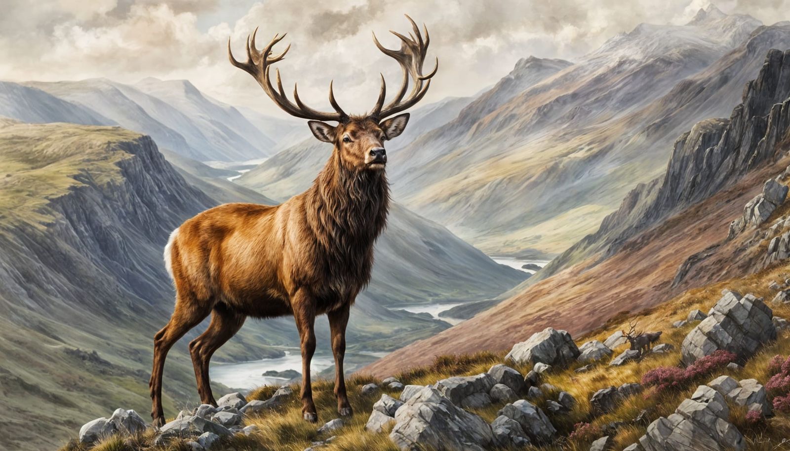 Majestic Stag Overlooking Scottish Glen