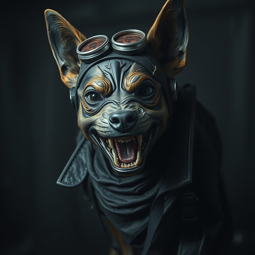 Dystopian Dog-Agent Smith Hybrid in Gritty Style