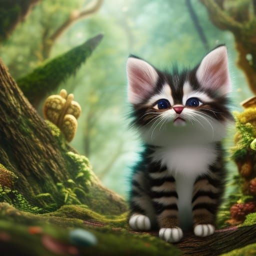 Chibi Forest Kitten in Enchanted Woods