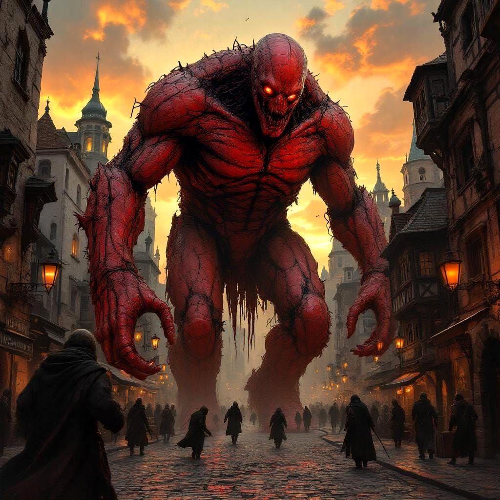 Grimdark Golem of Prague in Historic Jewish Quarter