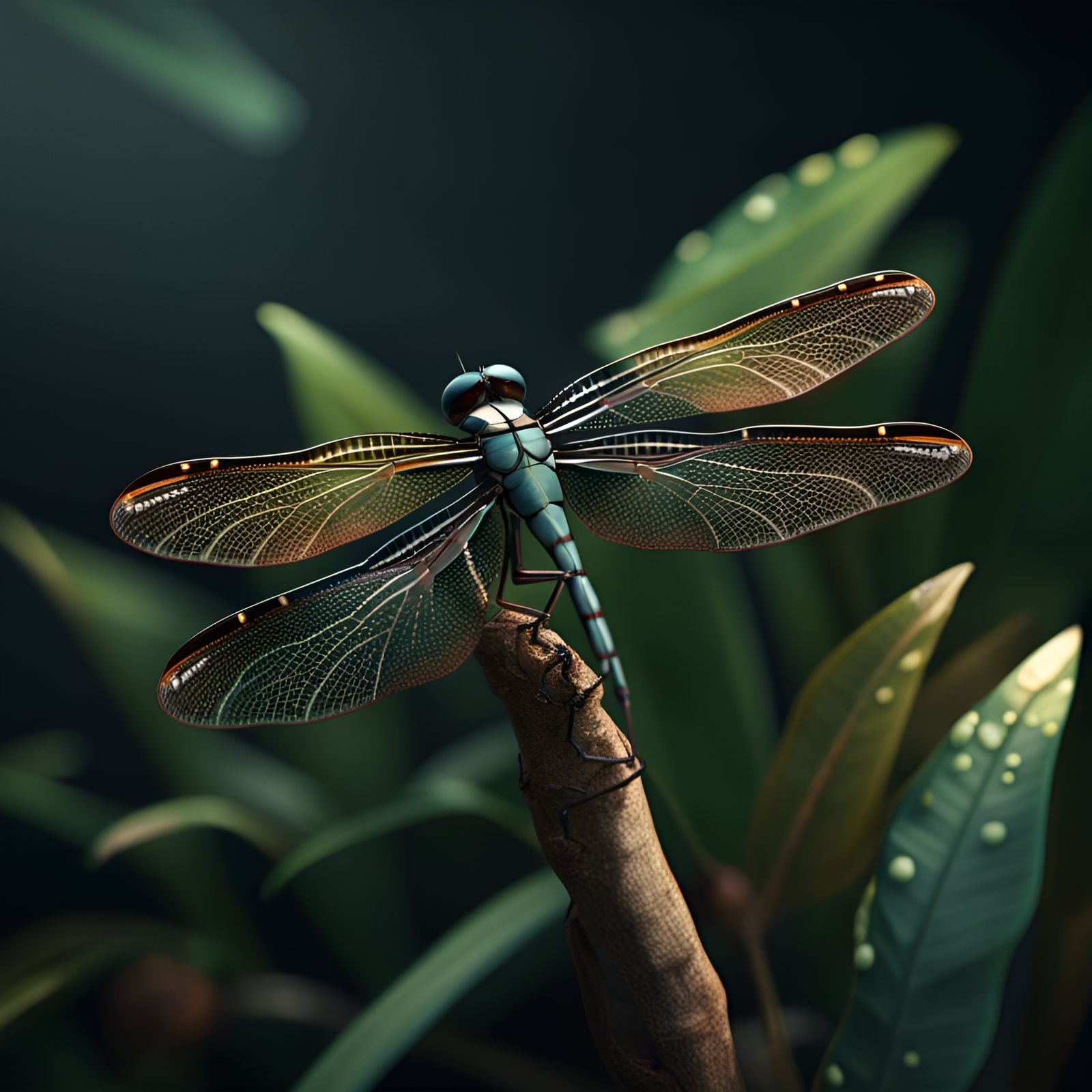 Realistic Dragonfly in High Resolution Detail