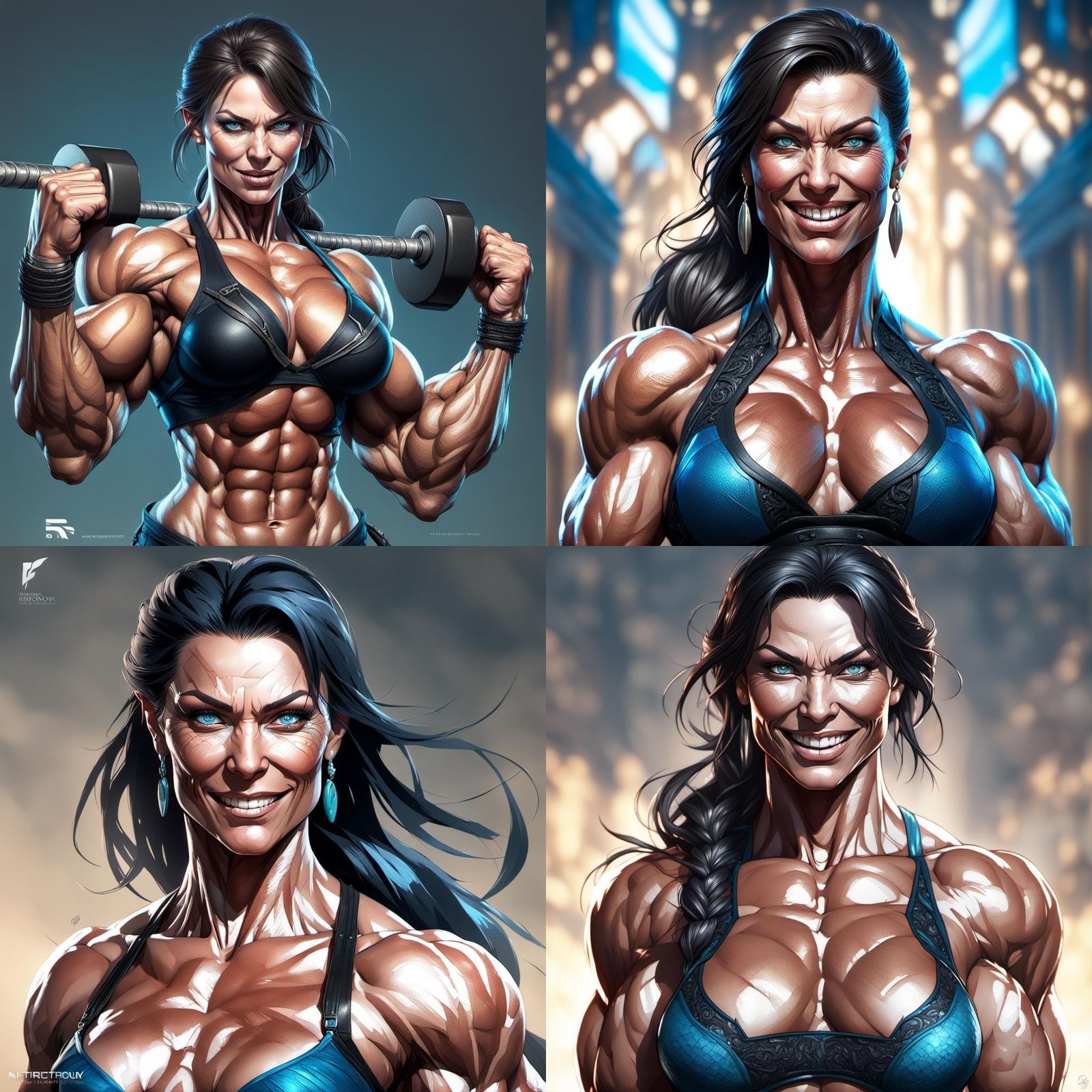 Muscular Brunette in Lace Bikini: Hyperdetailed Portrait