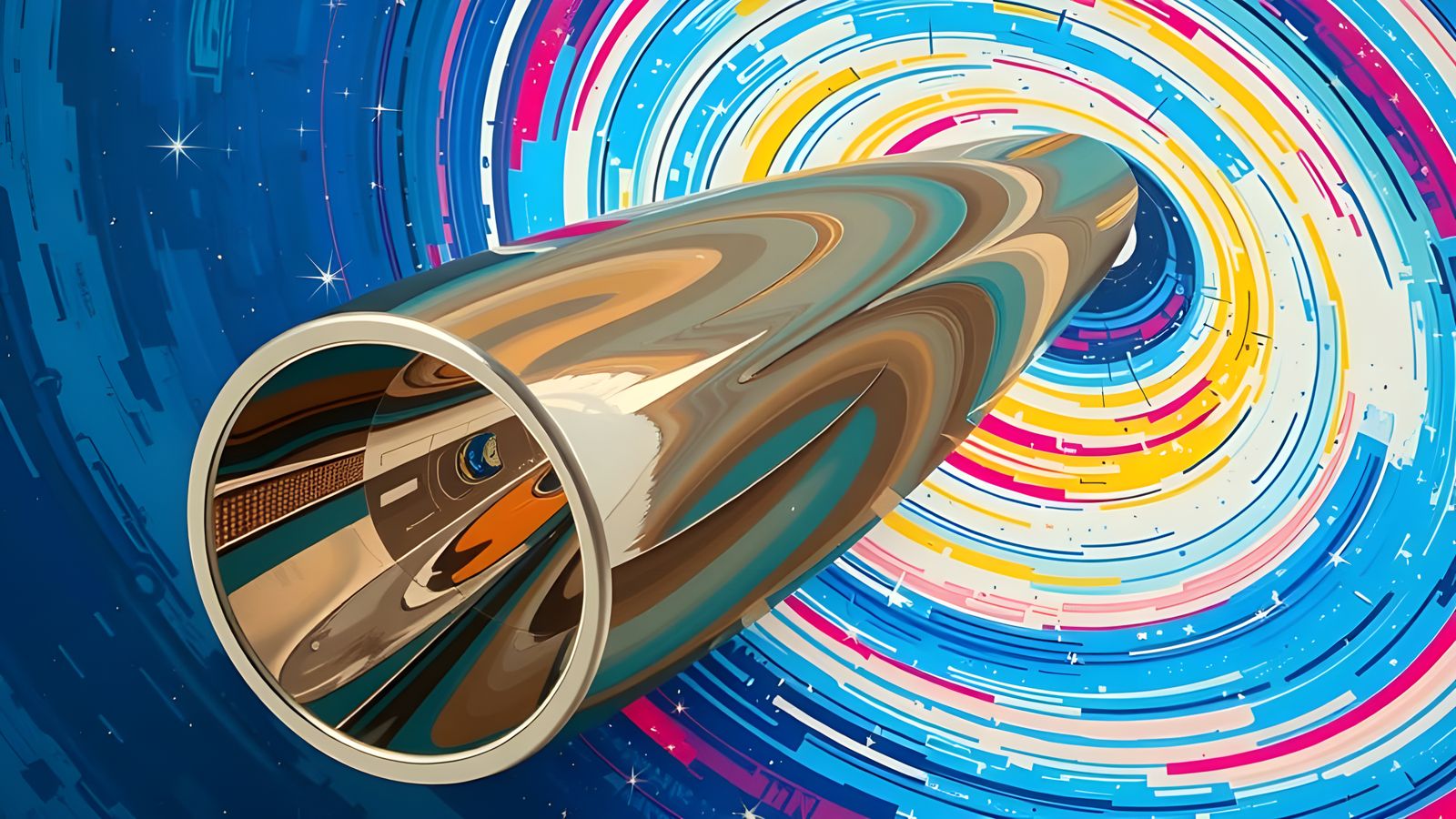 Surreal Glass Mirror Dances with Cosmic Vortex in Abstract E...