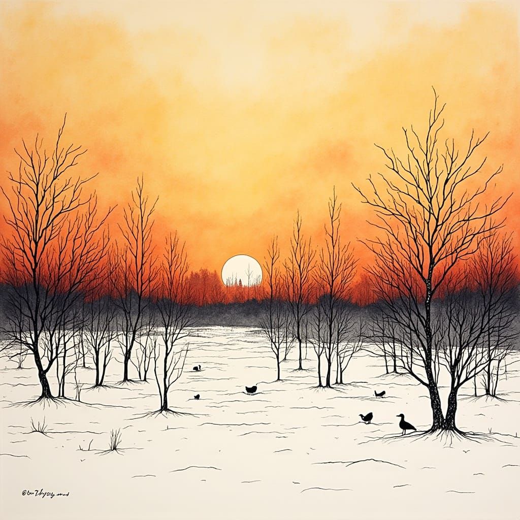 Minimalist Winter Landscape