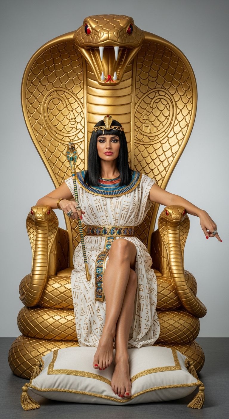 Egyptian Queen on Cobra Throne, Professional Photography