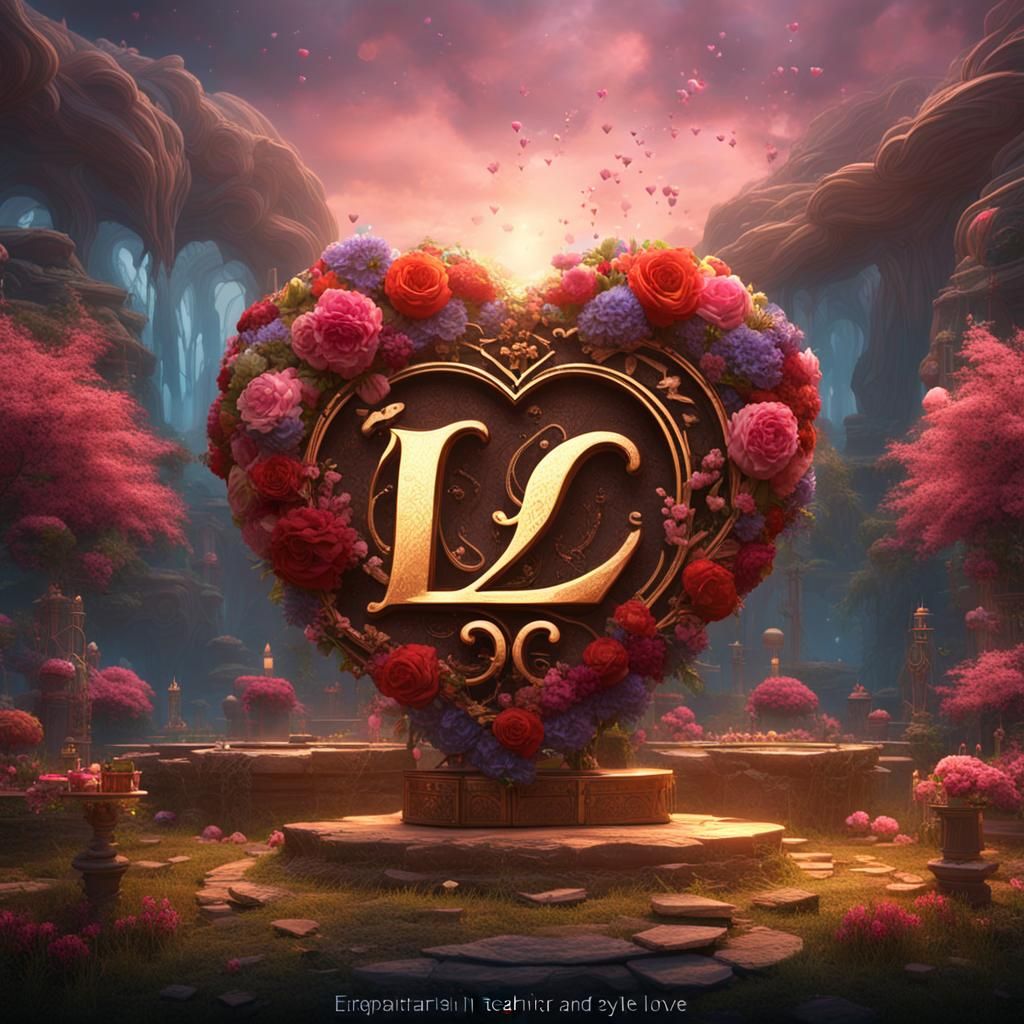 Hindi Letters and Heart Symbol in Fantasy Art