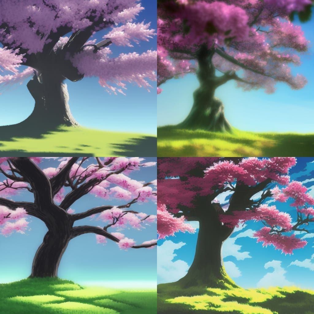 Lone Japanese Tree at Sunset